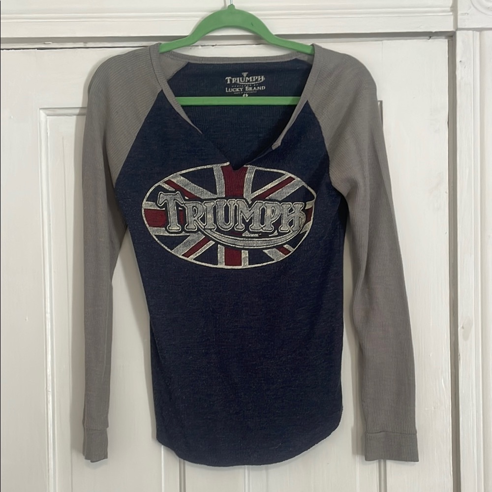 Lucky Brand Navy and Gray Long Sleeve Tee